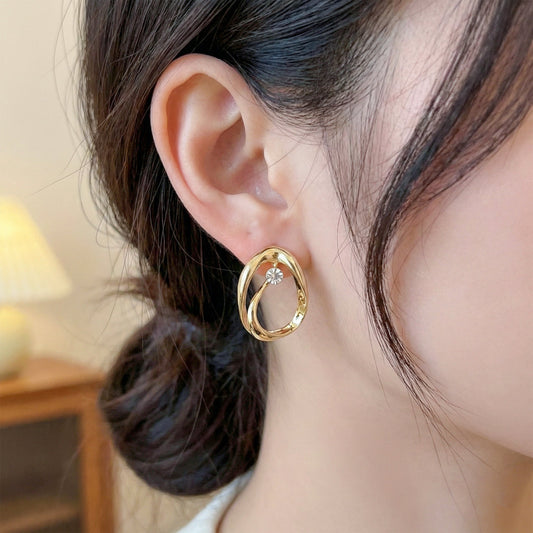 Orbit Diamond Gold Earrings jewellery product view 2
