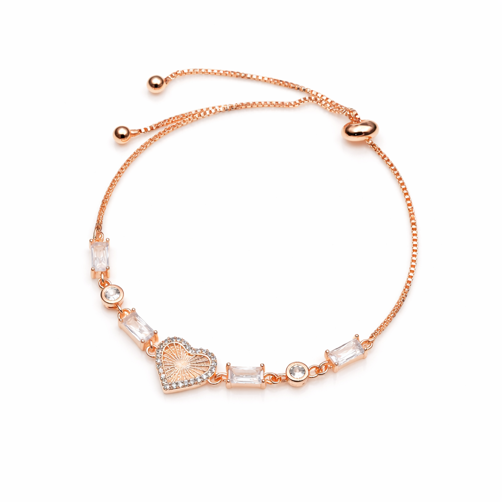 Zircon Heart Slider Bracelet jewellery product view 9