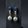 Blue Crystal Pearl Earrings jewellery product view 1