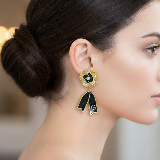 Noir Bloom Luxe Ribbon Drop Earrings jewellery product view 2