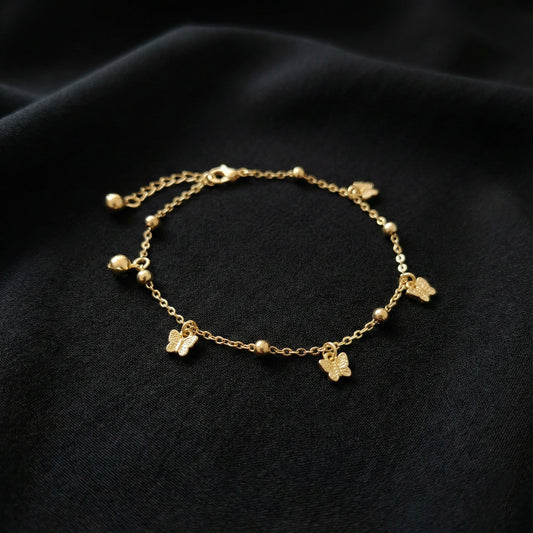 Golden Flutter Butterfly Charm Anklet jewellery product view 2