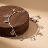 Silver Flower Charm Anklet with Beads jewellery product view 1