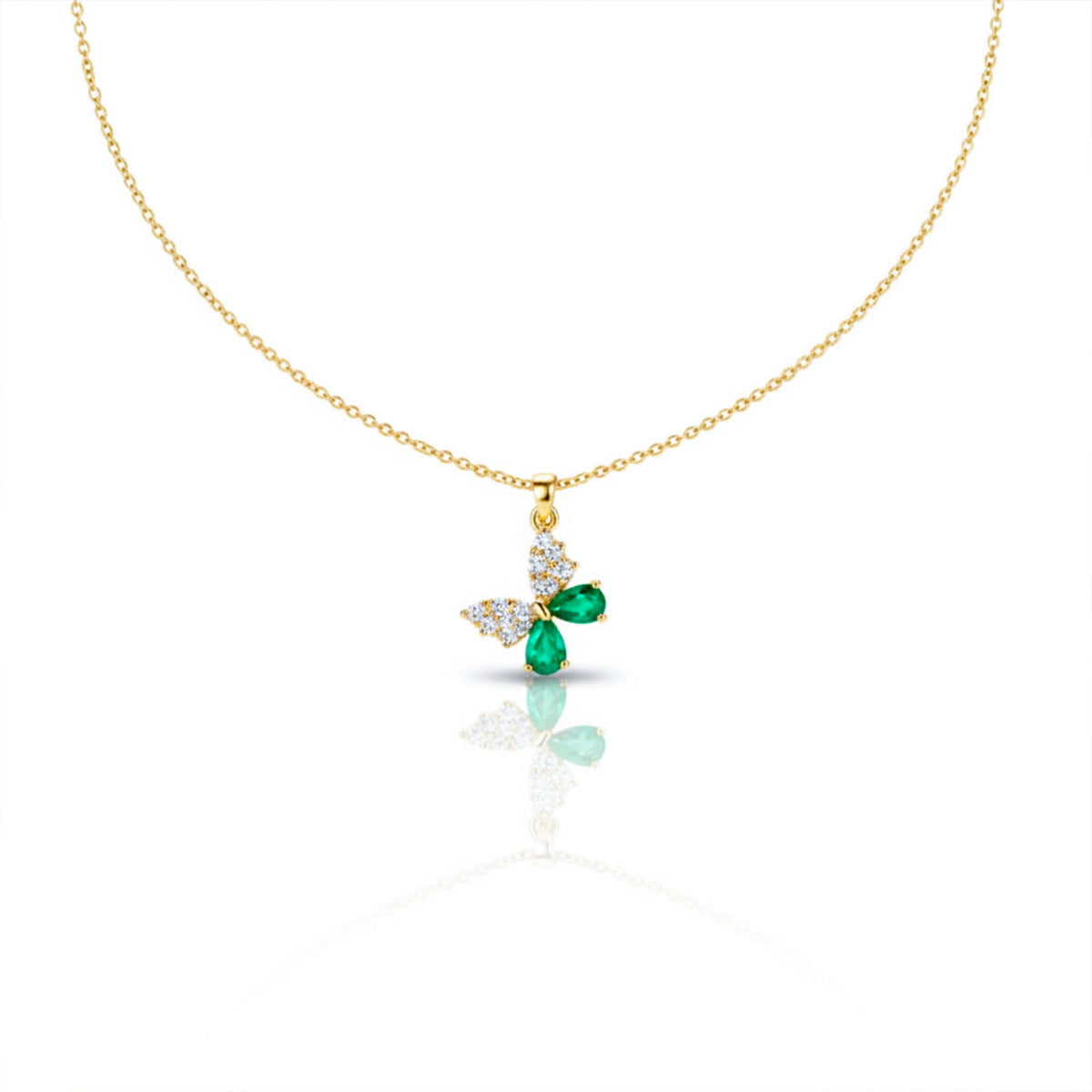 Emerald Butterfly Necklace jewellery product view 7