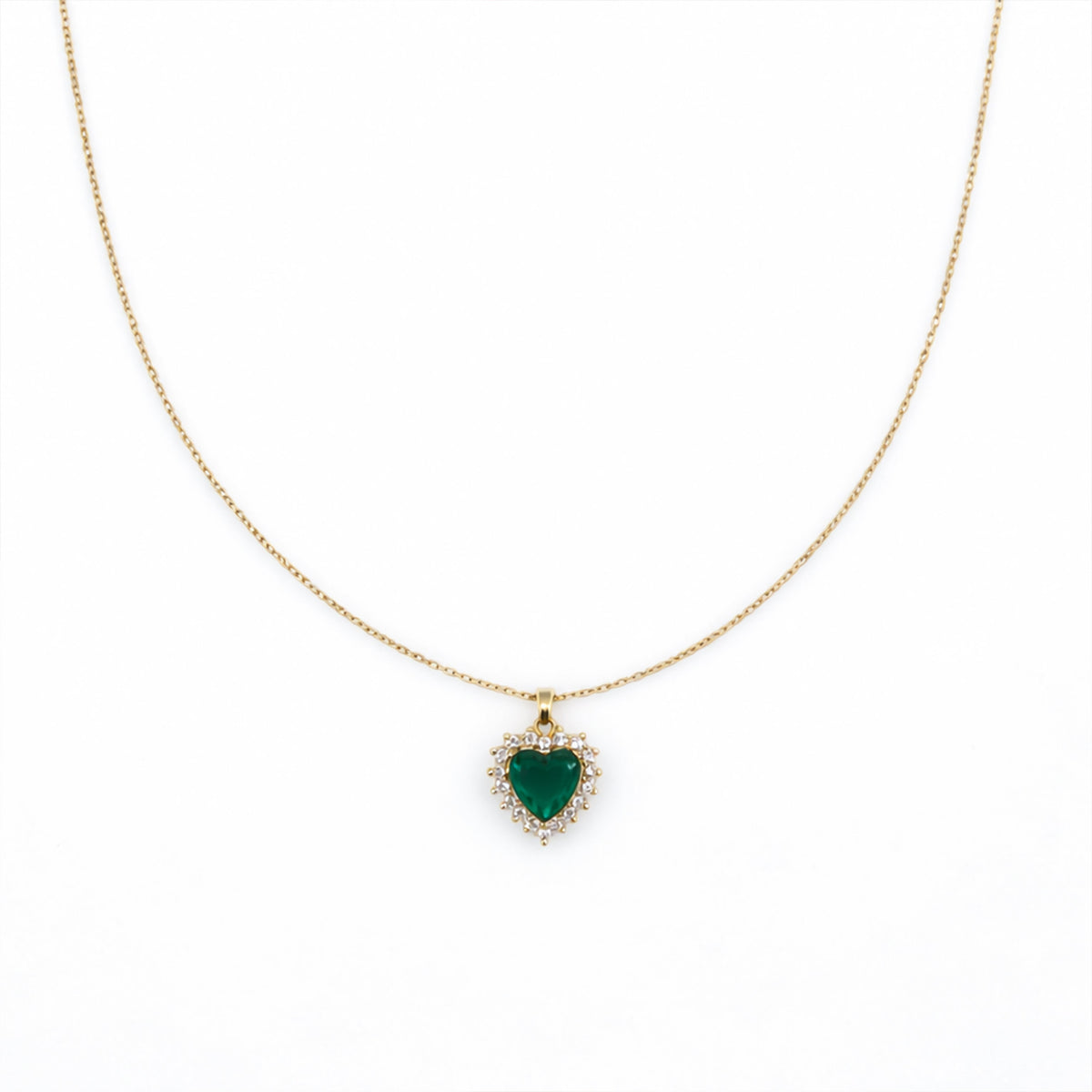 Elegant Green Heart Crystal Pendant jewellery product view 4