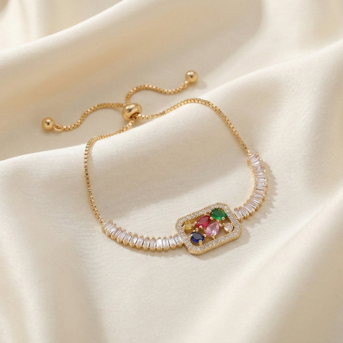 Opulent Multicolor Baguette Stone Bracelet jewellery product view 8