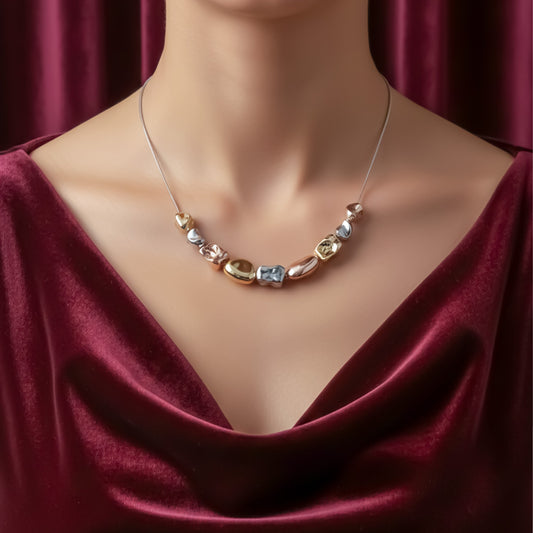 Elegant Tri Color Chunky Bead Necklace jewellery product view 2