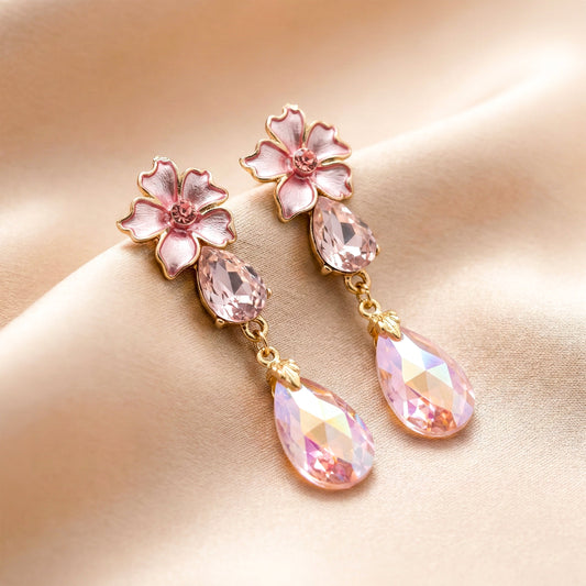Blush Bloom Crystal Drop Earrings jewellery product view 2