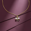 Elegant Gold Heart & Pearl Bow Necklace jewellery product view 1