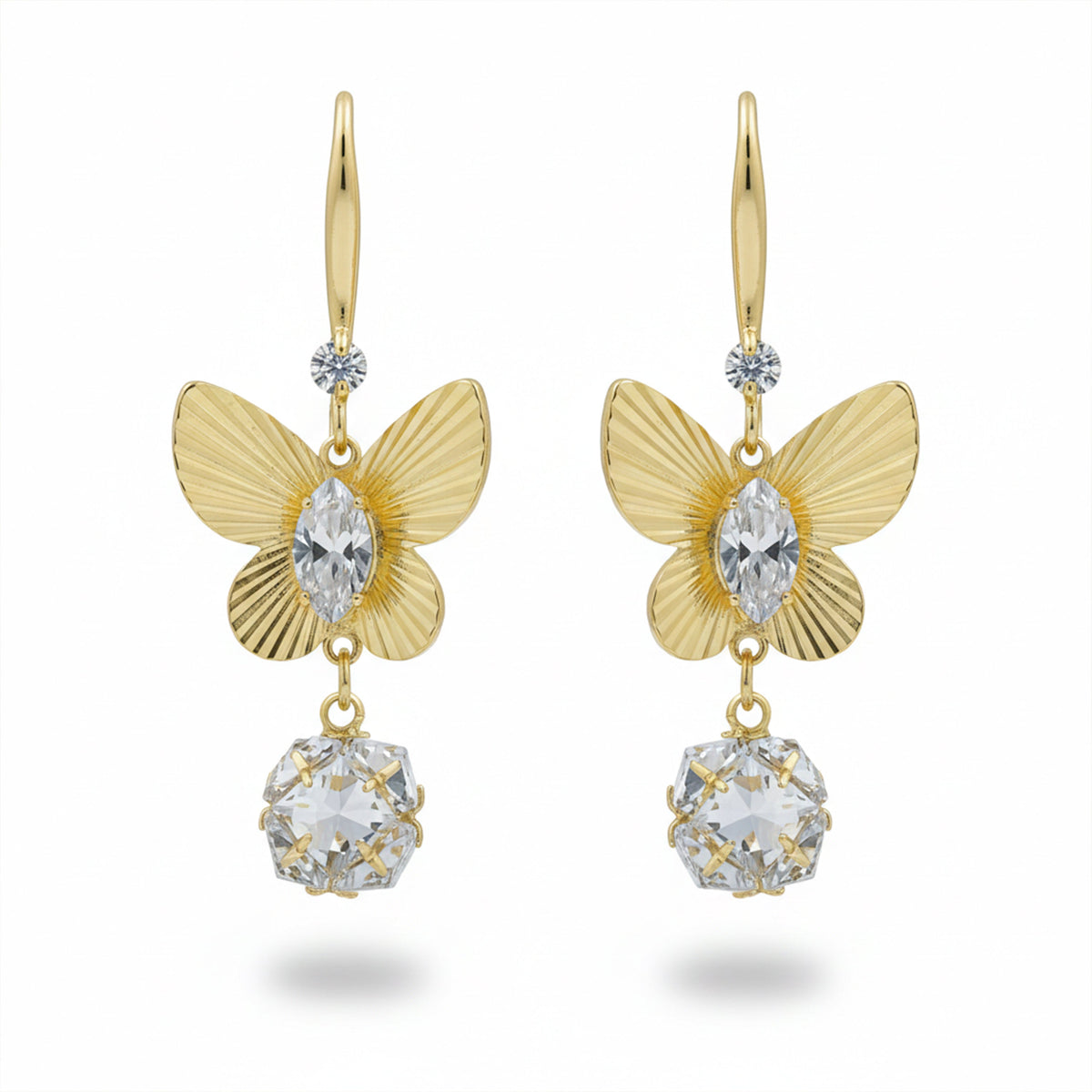 Golden Butterfly Drop Earrings jewellery product view 6