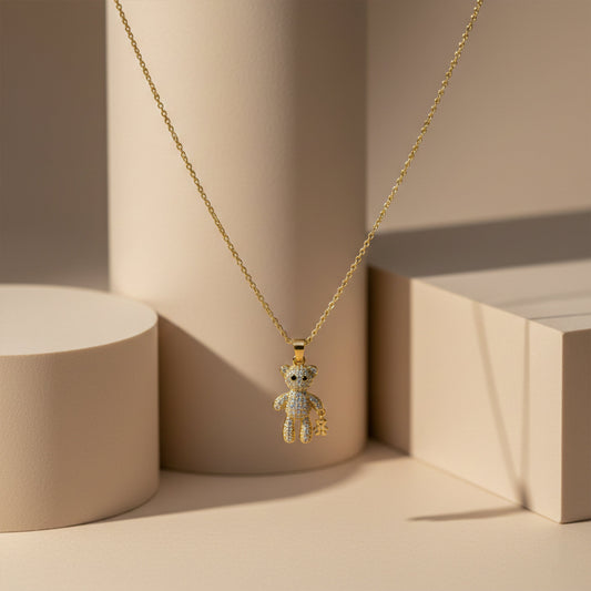Diamond Teddy Bear Pendant Necklace jewellery product view 2
