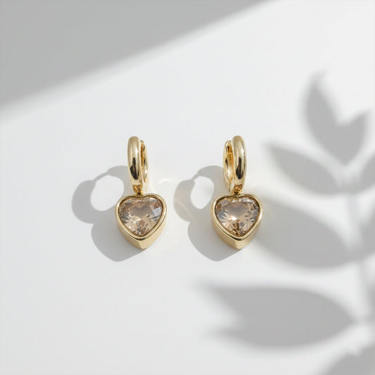 Chic Gold Heart Dangle Earrings jewellery product view 2