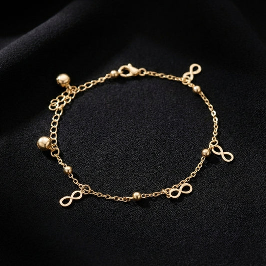 Eternal Infinity Charm Gold Anklet jewellery product view 2
