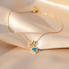 Blue Heart Crystal Gold Pendant Necklace jewellery product view 1