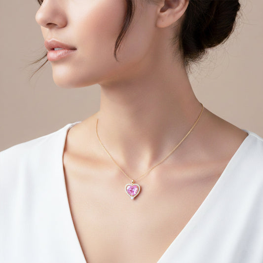 Luxpenny Pink Heart Diamond Necklace jewellery product view 2