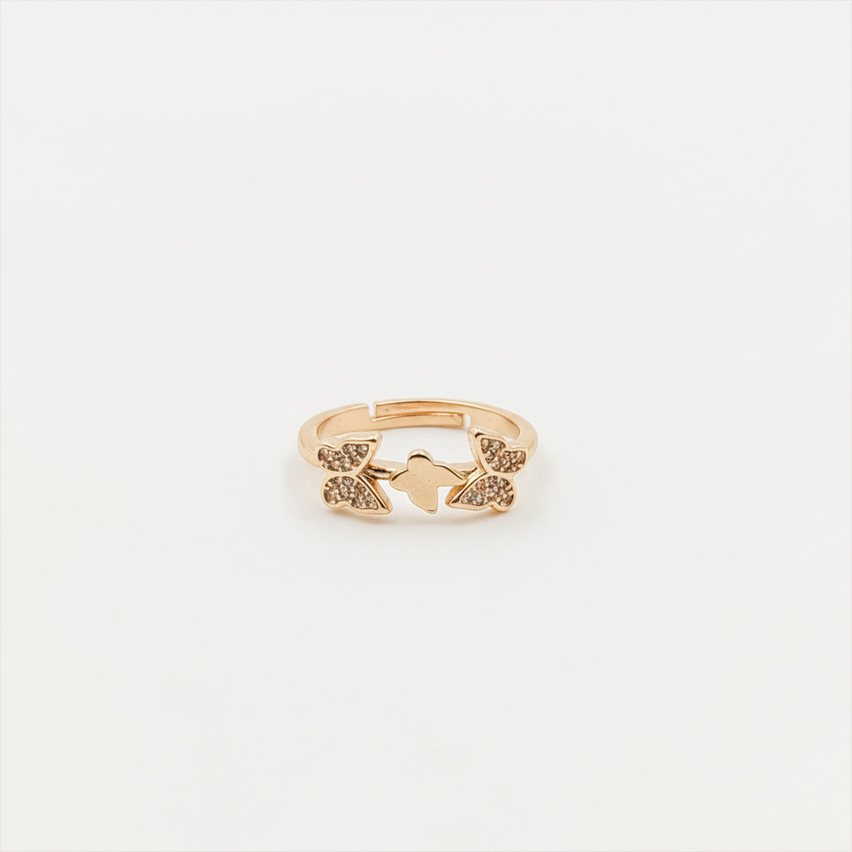 Twin Butterfly Crystal Gold Ring jewellery product view 4