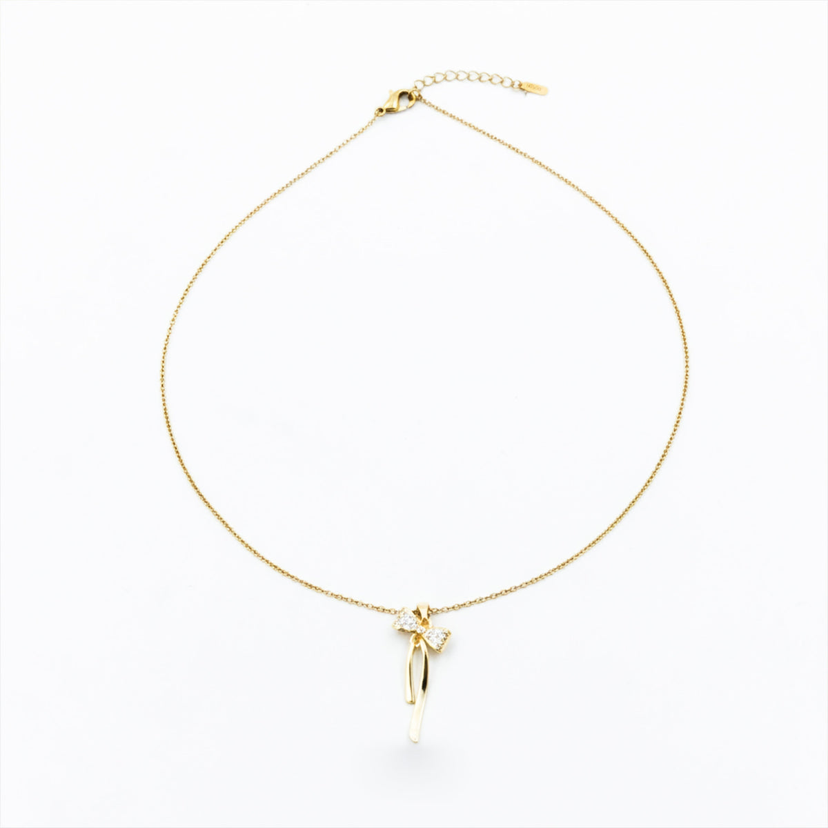 Elegant Gold Ribbon Bow Necklace jewellery product view 5