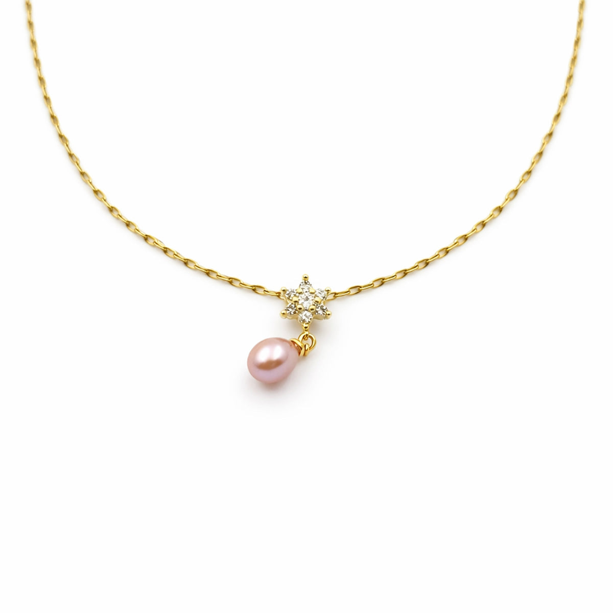 Floral Pink Pearl Drop Pendant Necklace jewellery product view 7