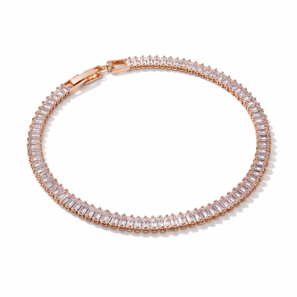 Opulenza Rose Gold Baguette Bracelet jewellery product view 14