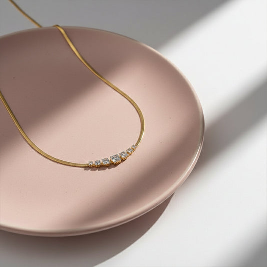 Celeste Diamond Curve Gold Necklace jewellery product view 2
