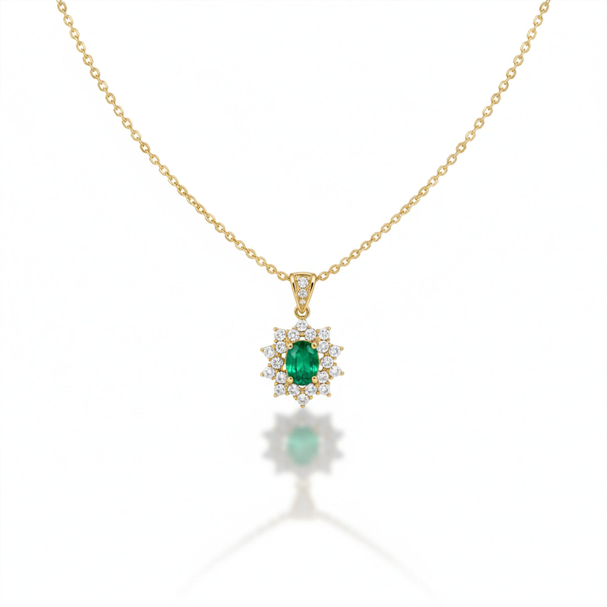 Floral Emerald Diamond Gold Necklace jewellery product view 4
