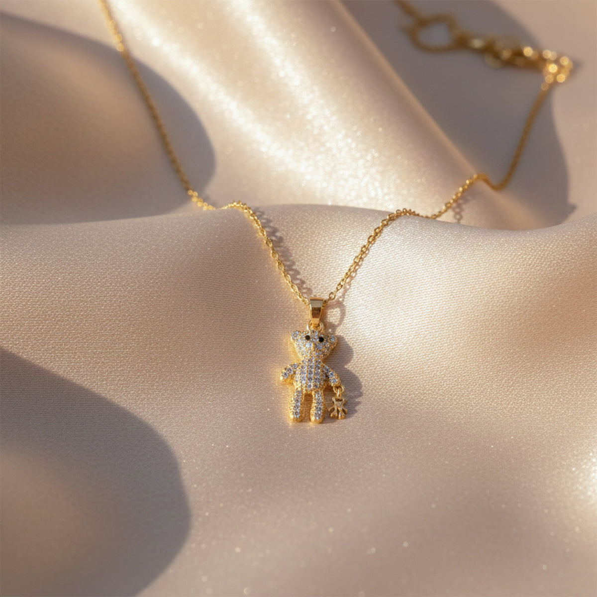 Diamond Teddy Bear Pendant Necklace jewellery product view 4