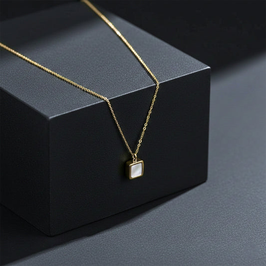 Chic Minimal Square Gold Necklace jewellery product view 2