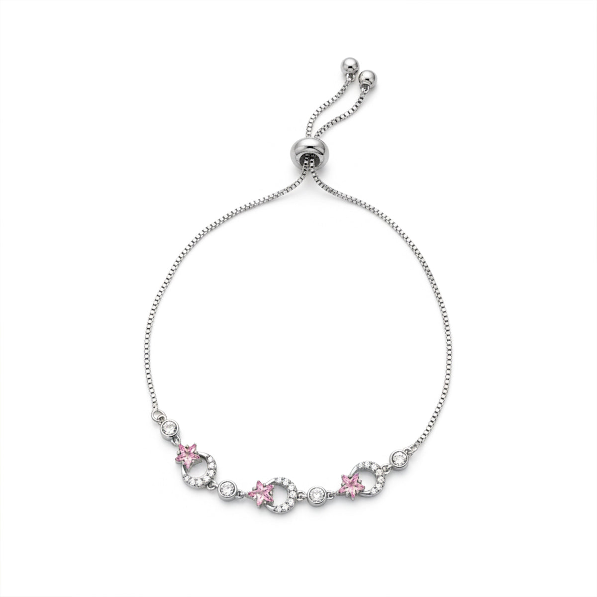 Starluxe Pink Crystal Halo Silver Bracelet jewellery product view 5