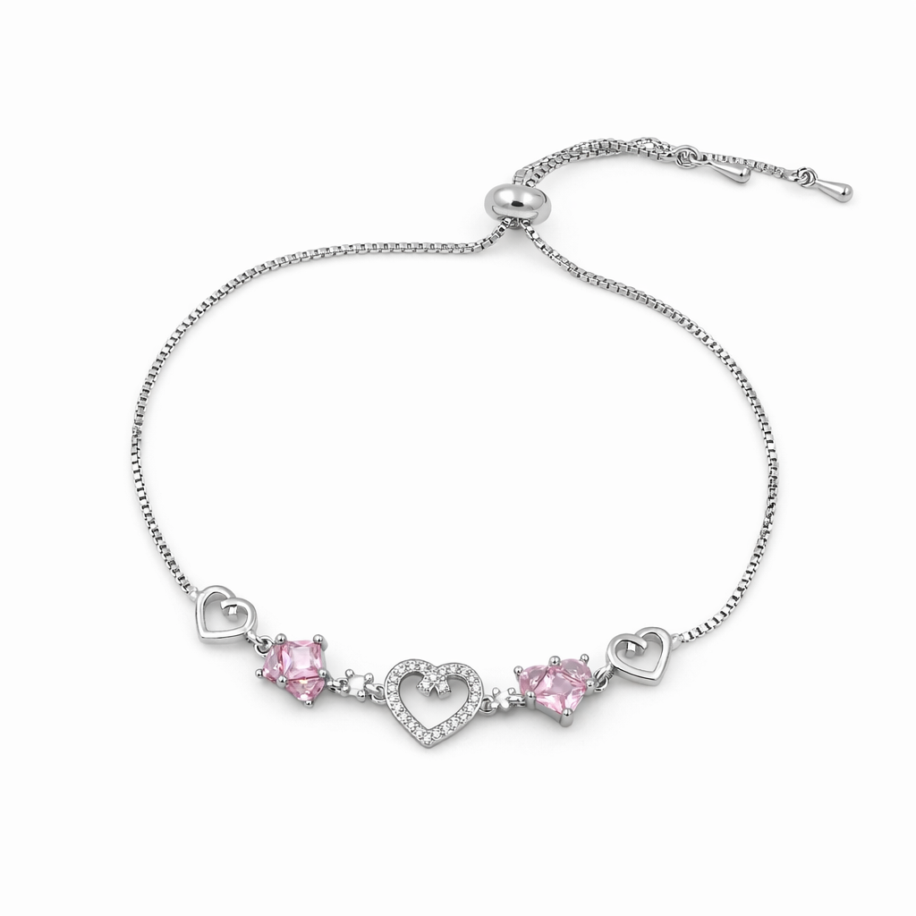 Rosé Lumière Heart Crystal Bracelet jewellery product view 6