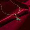 Luxe Emerald Fan Drop Necklace jewellery product view 1