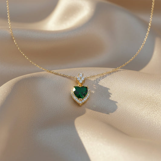 Eterna Emerald Heart Pendant Necklace jewellery product view 2