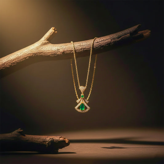 Royal Emerald Drop Necklace jewellery product view 2