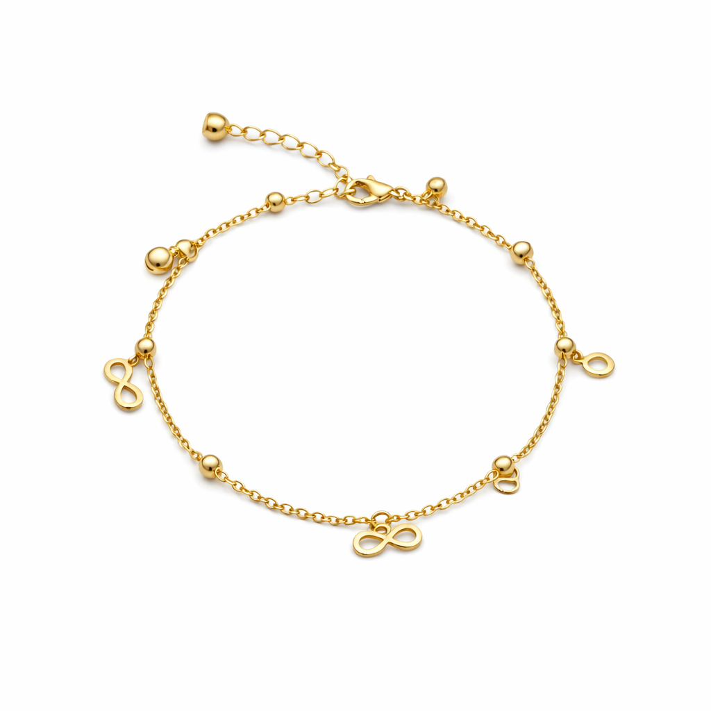 Eternal Infinity Charm Gold Anklet jewellery product view 4