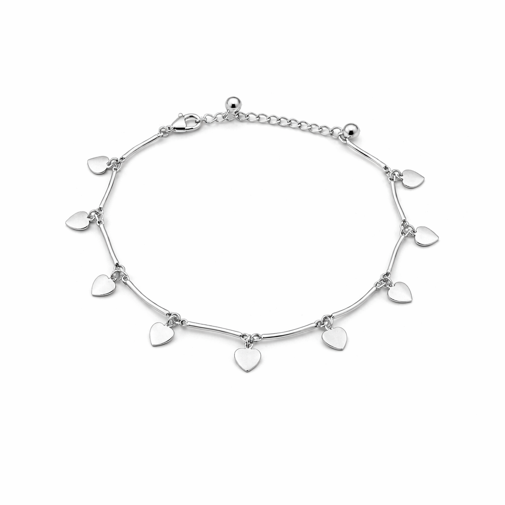 Dainty Heart Silver Anklet jewellery product view 4