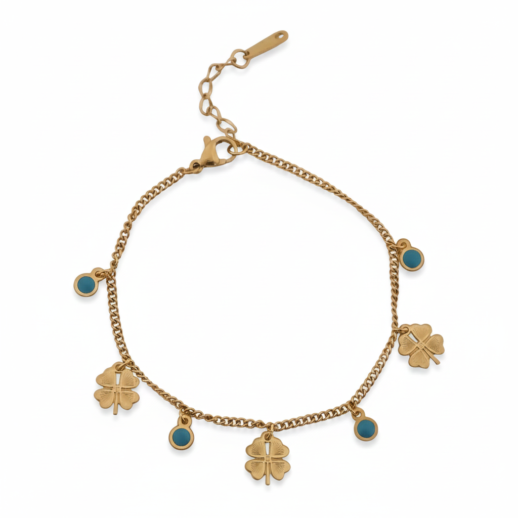 Celestial Clover Nazar Gold Bracelet jewellery product view 9