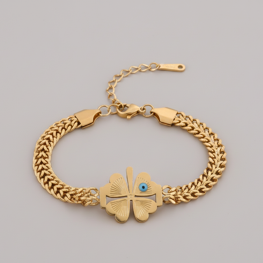 Elite Gold Nazar Clover Bracelet jewellery product view 9