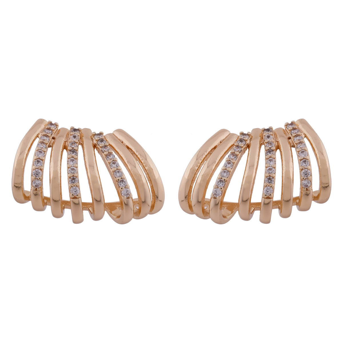 Golden Wave Studs Earrings jewellery product view 7