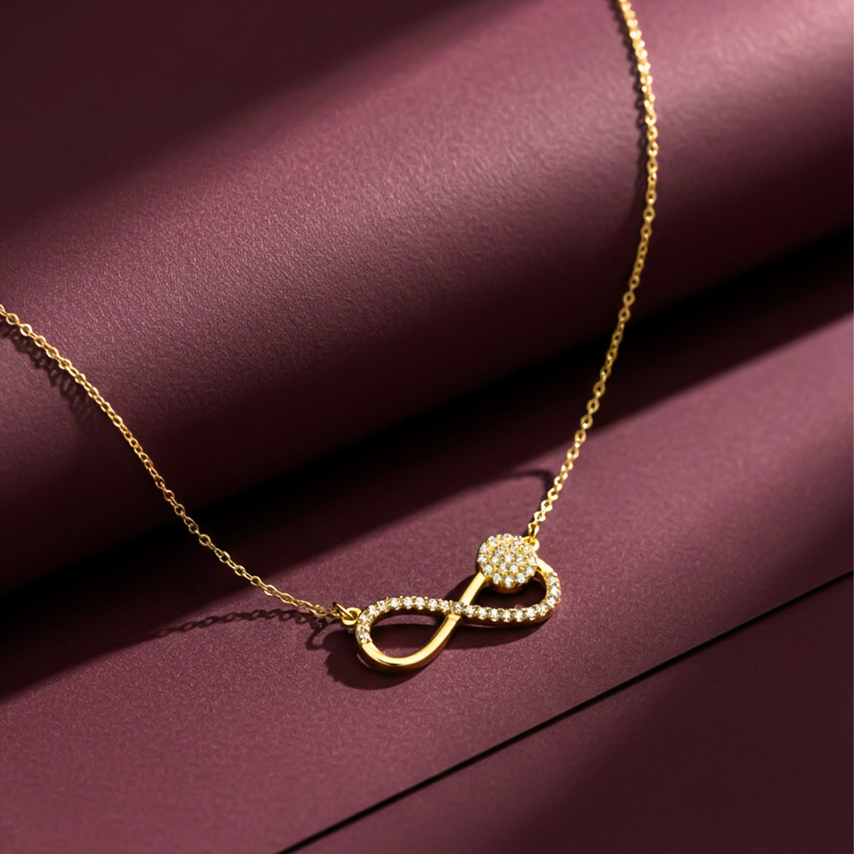 Aurelia Diamond Infinity Gold Necklace jewellery product view 4