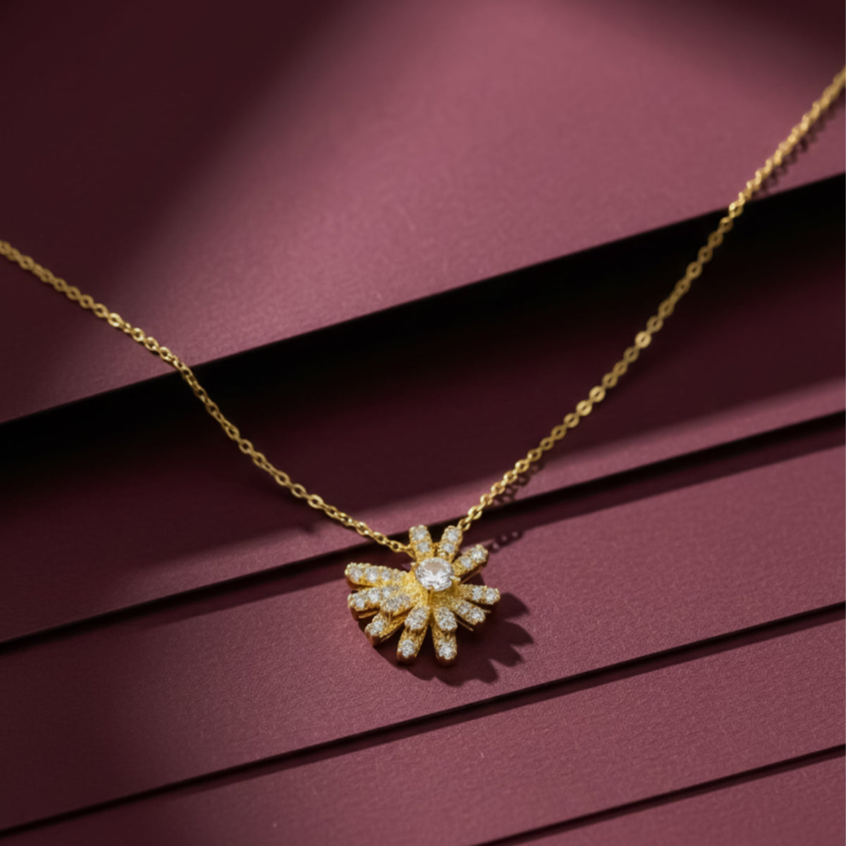 Aurielle Sunburst Diamond Pendant Necklace jewellery product view 2