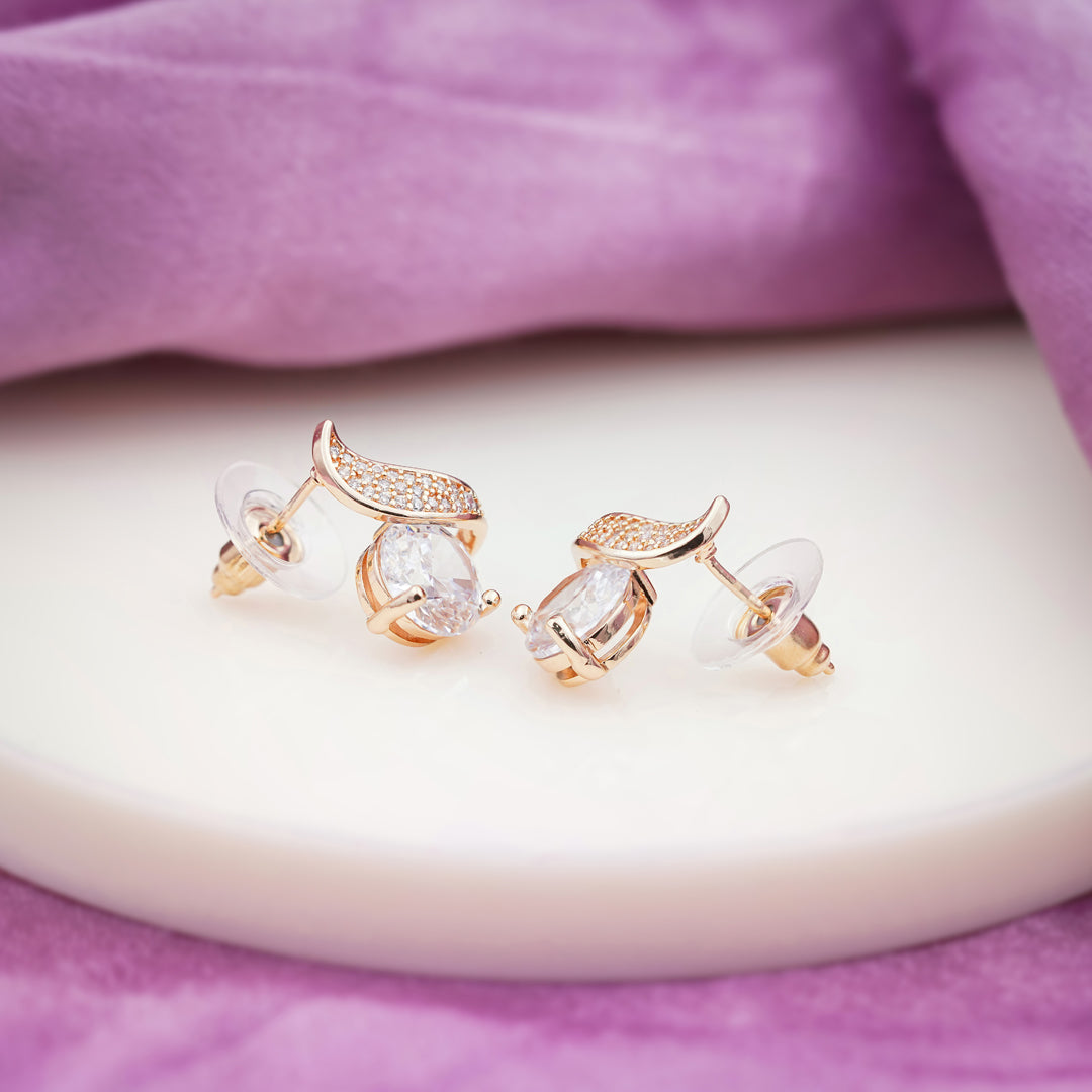 Crescent Diamond Glow Stud Earrings jewellery product view 4