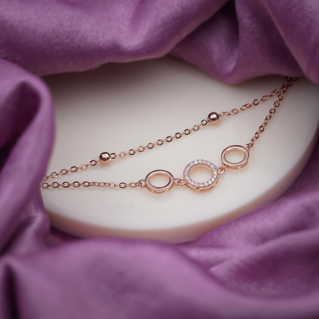 Aurora Crystal Circle Rose Gold Anklet jewellery product view 2