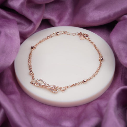 Delicate Rose Gold Bow Knot Anklet jewellery product view 1
