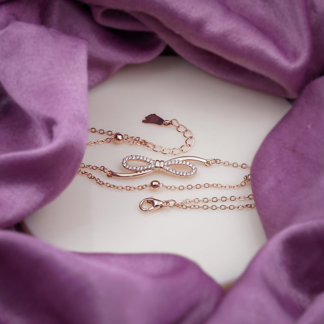 Delicate Rose Gold Bow Knot Anklet jewellery product view 3