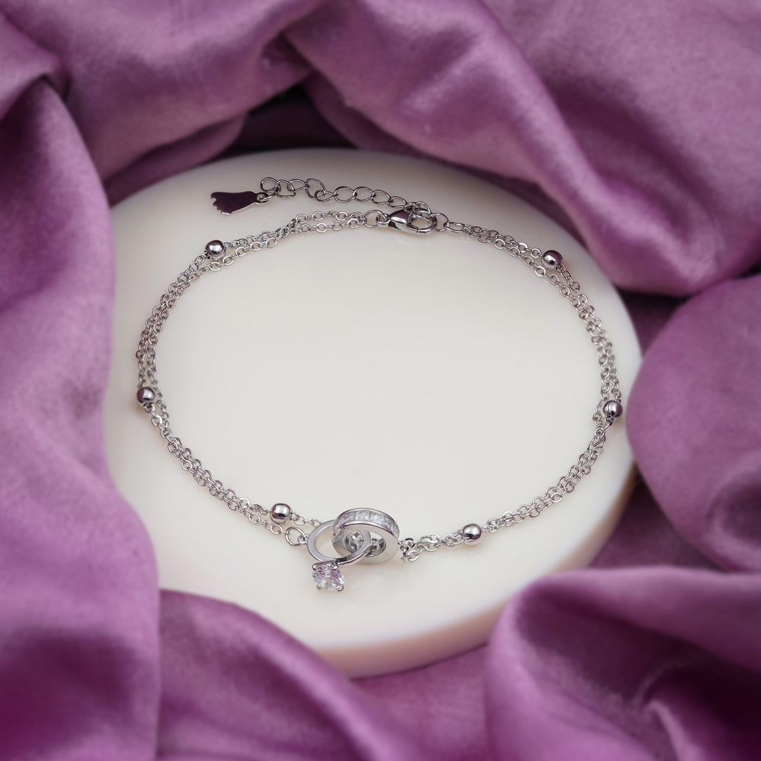 Celestial Knot Silver Anklet jewellery product view 1
