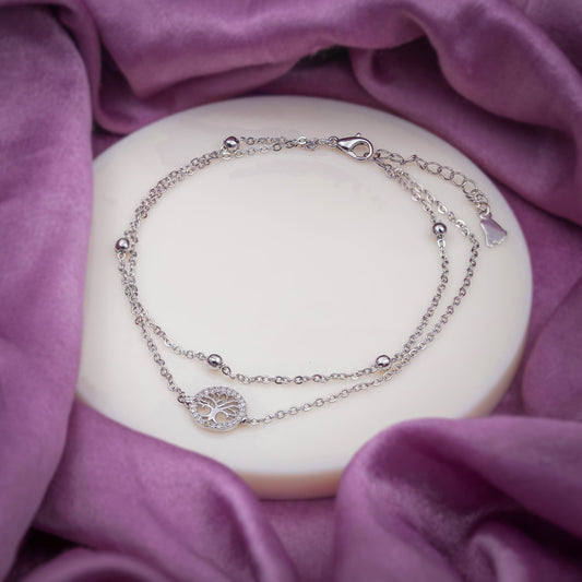 Celestial Tree of Life Silver Anklet jewellery product view 1