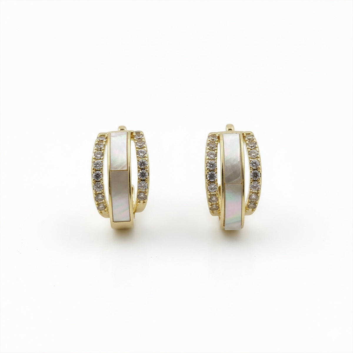 White Enamel Crystal Hoop Earrings jewellery product view 6
