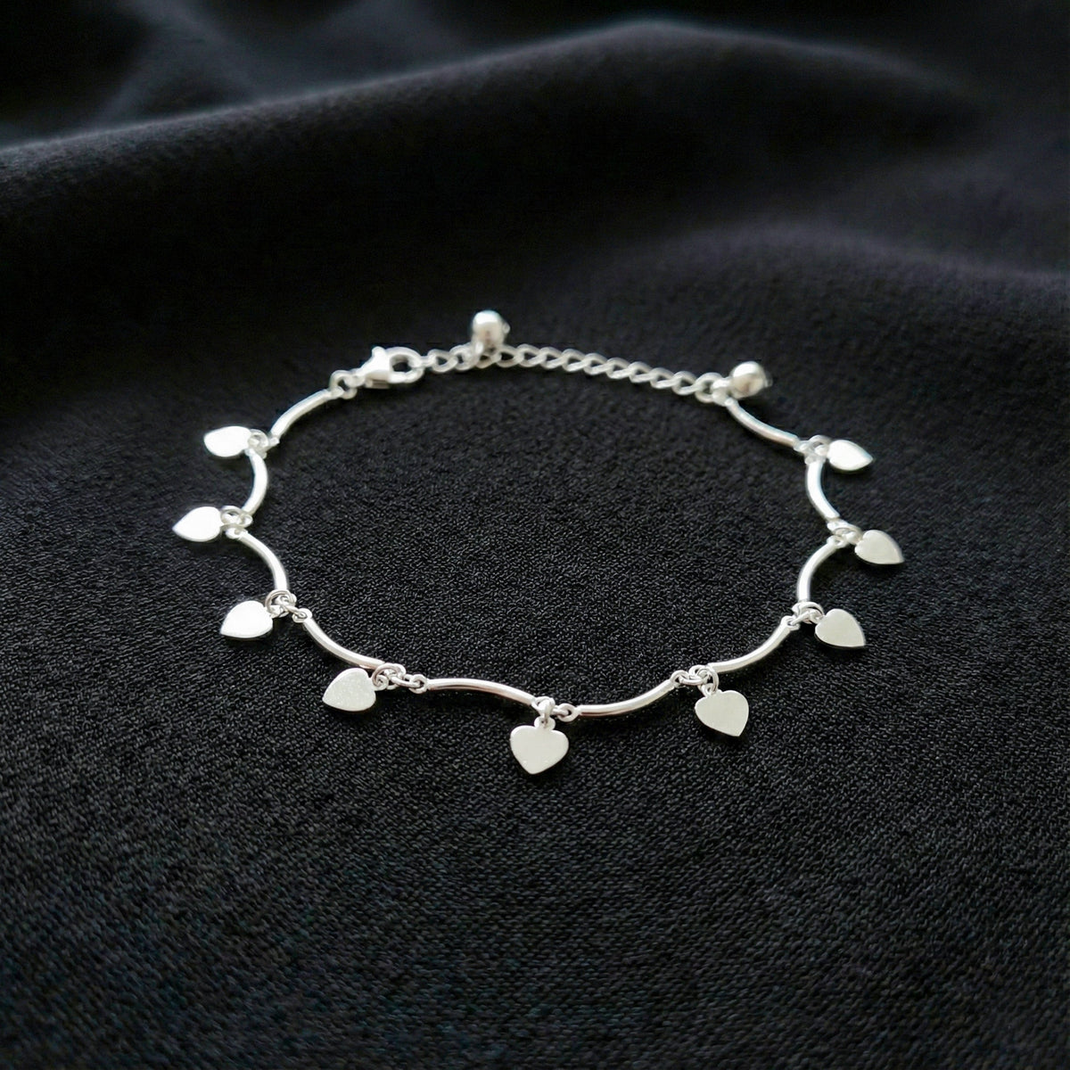 Dainty Heart Silver Anklet jewellery product view 2