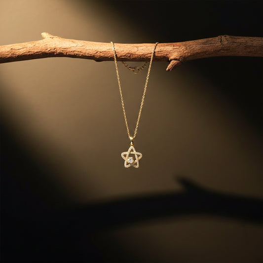 Luxury Crystal Star Gold Pendant Necklace jewellery product view 2