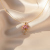 Dainty Pink Flower Gold Necklace jewellery product view 1