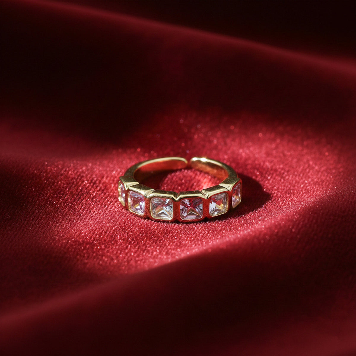 Luxe Princess Cut Eternity Gold Ring jewellery product view 3