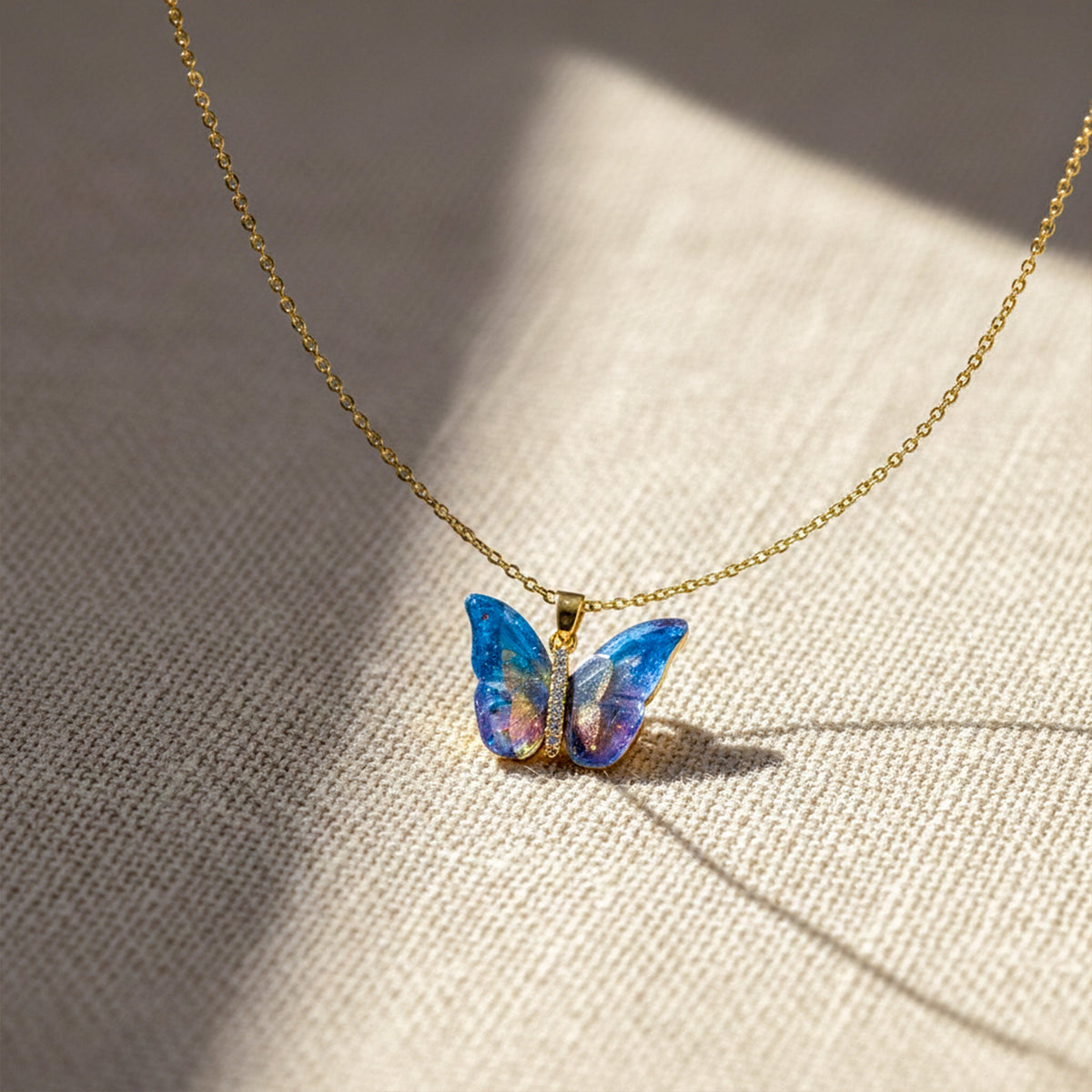 Aurora Butterfly Gold Pendant Necklace jewellery product view 3